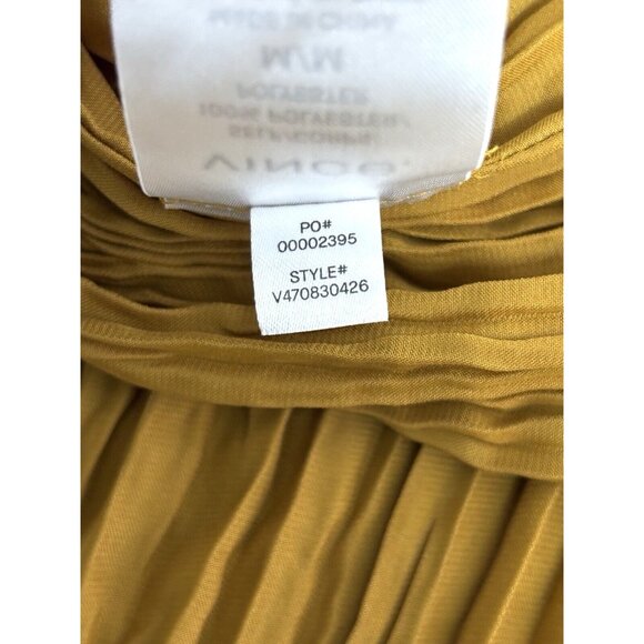 Vince Womens Mustard Yellow Pleated Tie Front Midi Skirt M - Picture 5 of 7